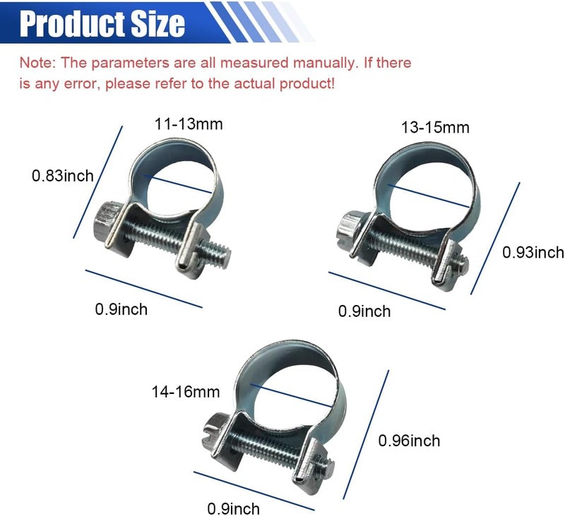 ZIMISI 30PCS 1/4" 5/16" 3/8" Fuel Injection Gas Line Hose Clamps, Stainless Steel Fuel Line Hose Clamp Assortment Kit, Adjustable Pipe Clamp for Automotive, Diesel Petrol Pipe - Image 2